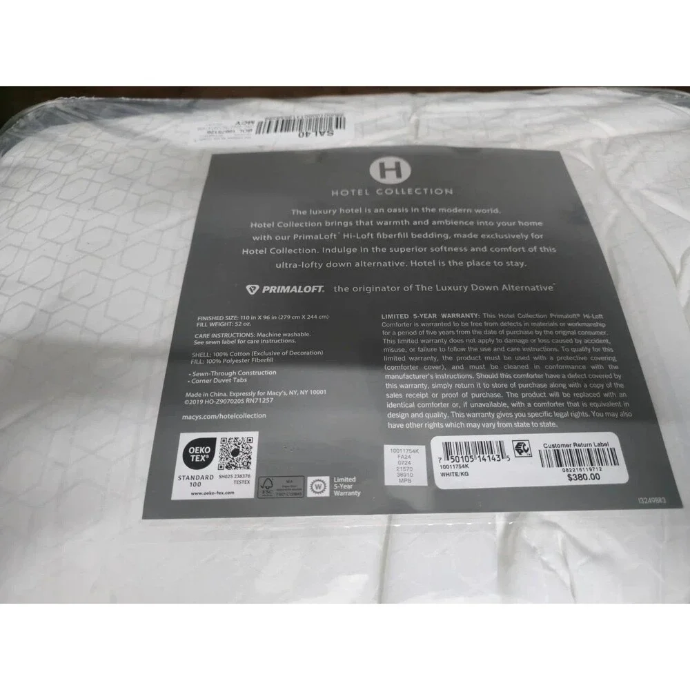 Hotel Collection PrimaLoft Hi-Loft Down Alternative Comforter – King Size